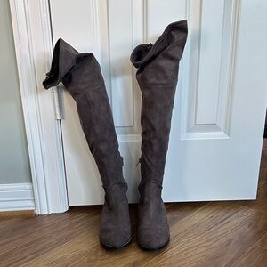 Ivanka Trump Over-the-Knee Suede Boots in Dark Brown